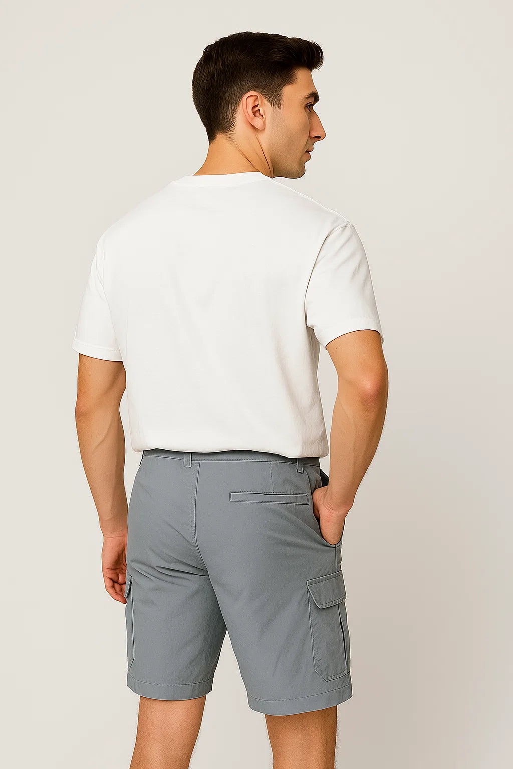 Casual Men's Multi-Pocket Cargo Shorts - Light Gray