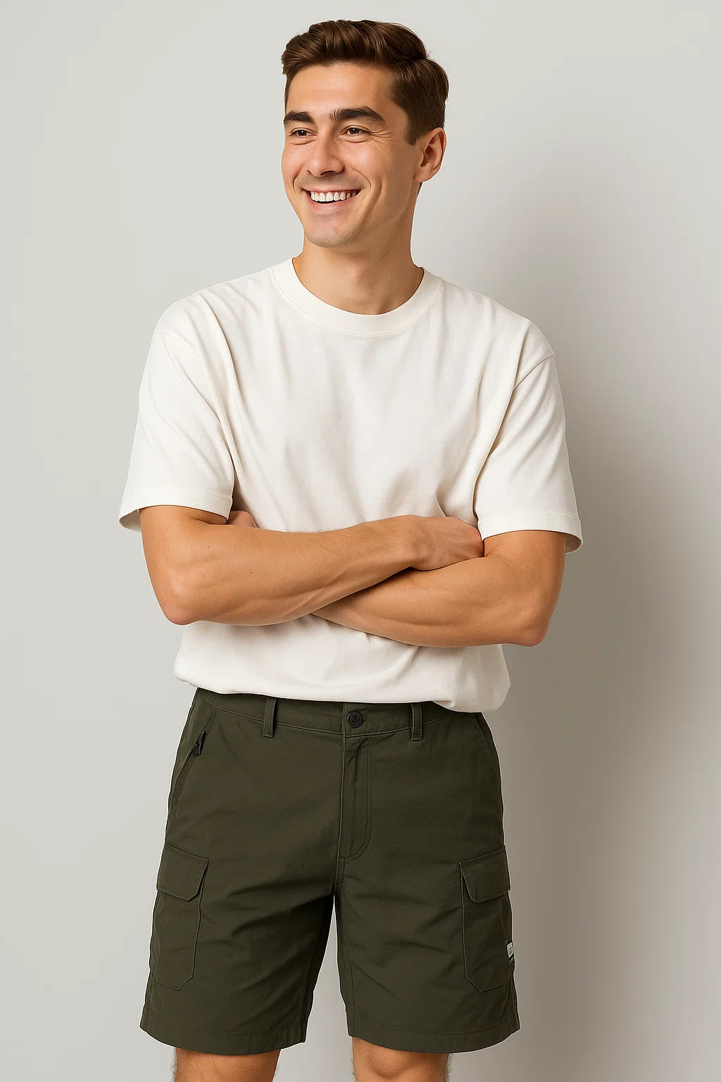 Casual Men's Multi-Pocket Cargo Shorts - Dark Gray