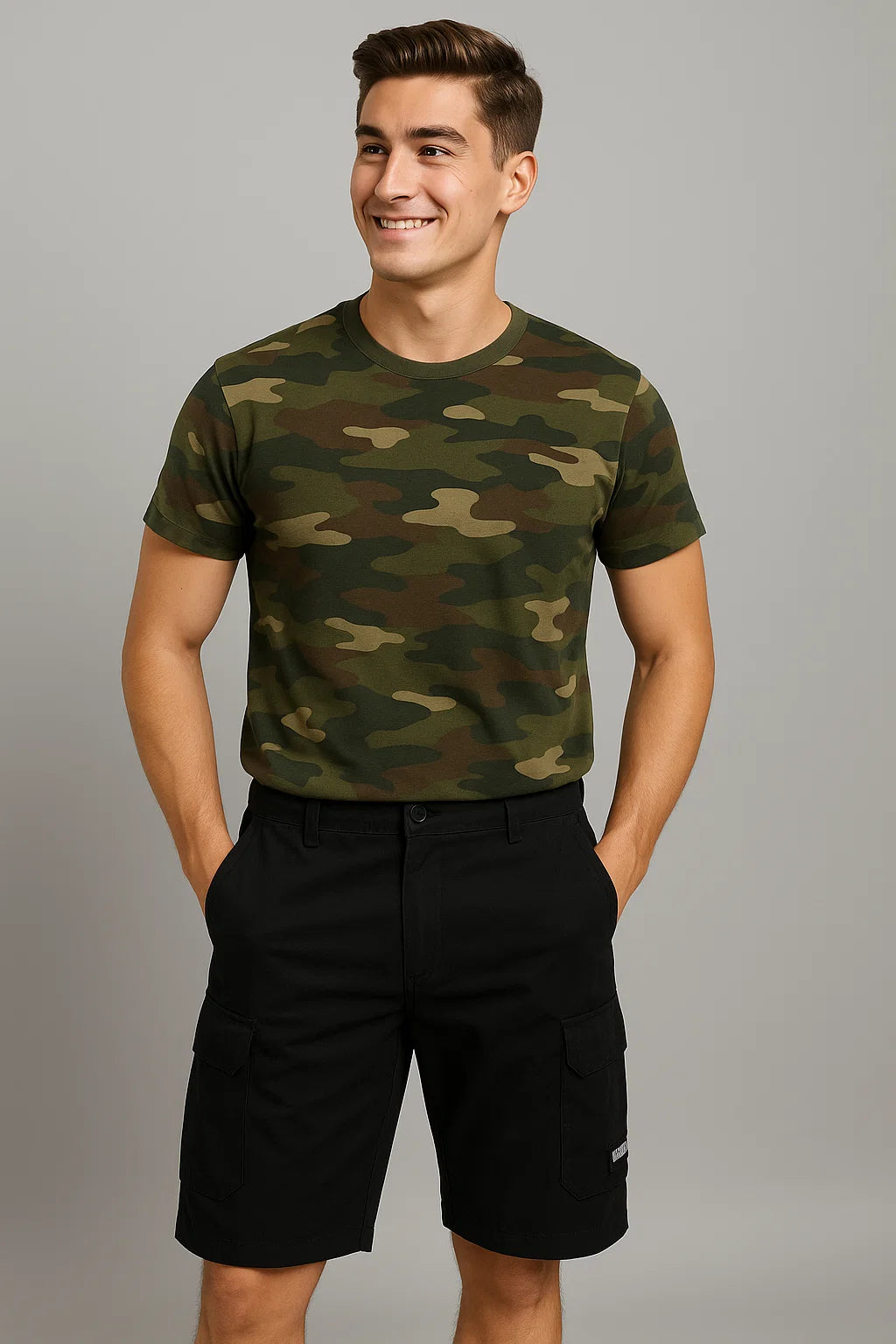 Casual Men's Multi-Pocket Cargo Shorts - Black