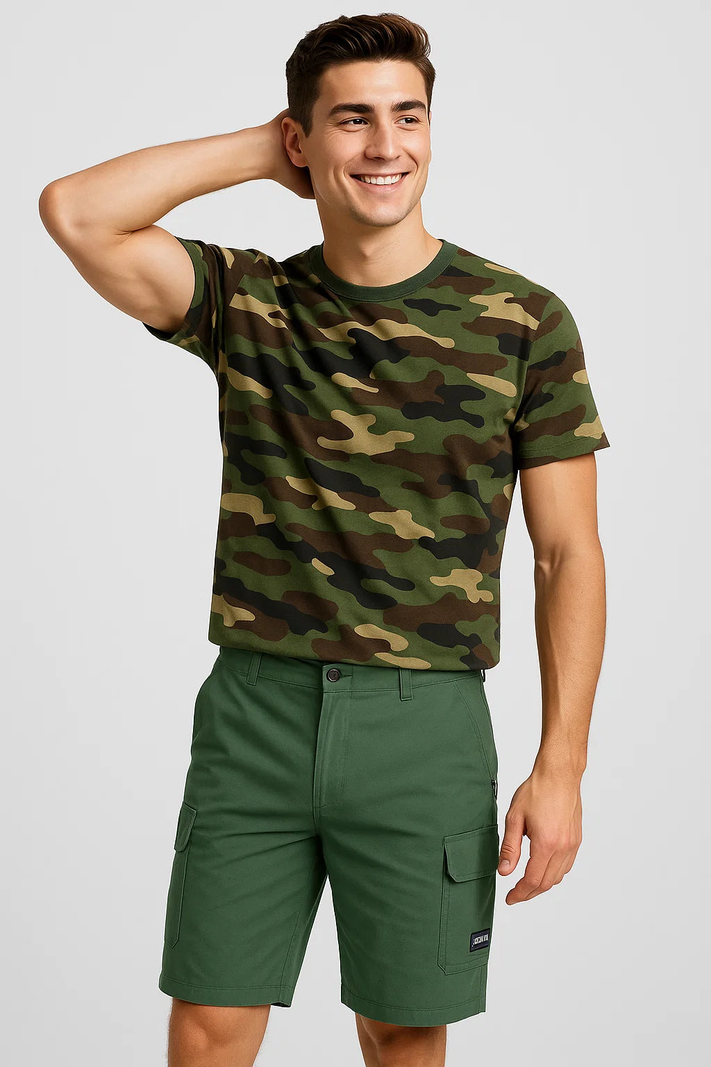 Casual Men's Multi-Pocket Cargo Shorts - Green