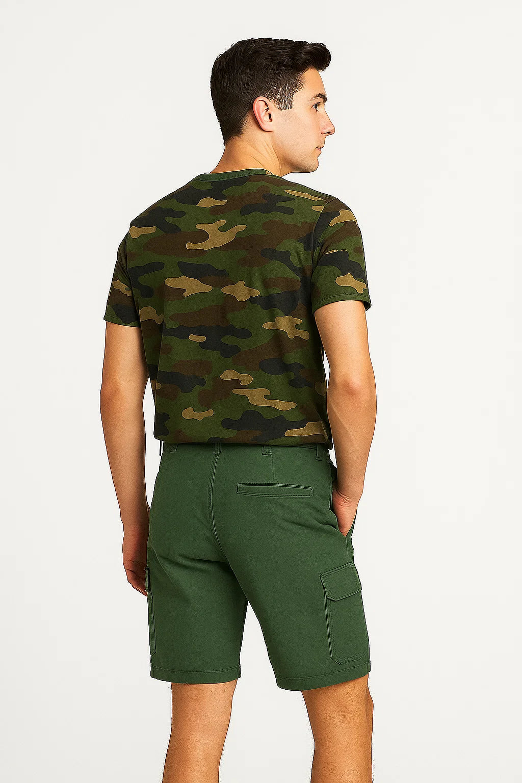 Casual Men's Multi-Pocket Cargo Shorts - Green