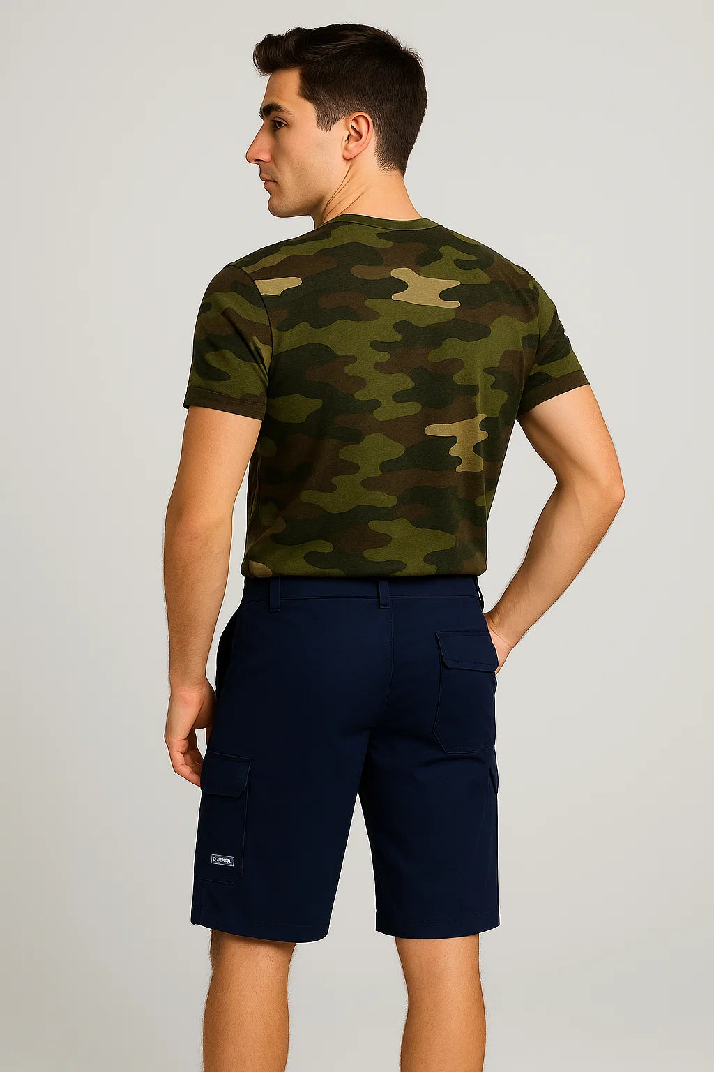 Casual Men's Multi-Pocket Cargo Shorts - Dark Blue