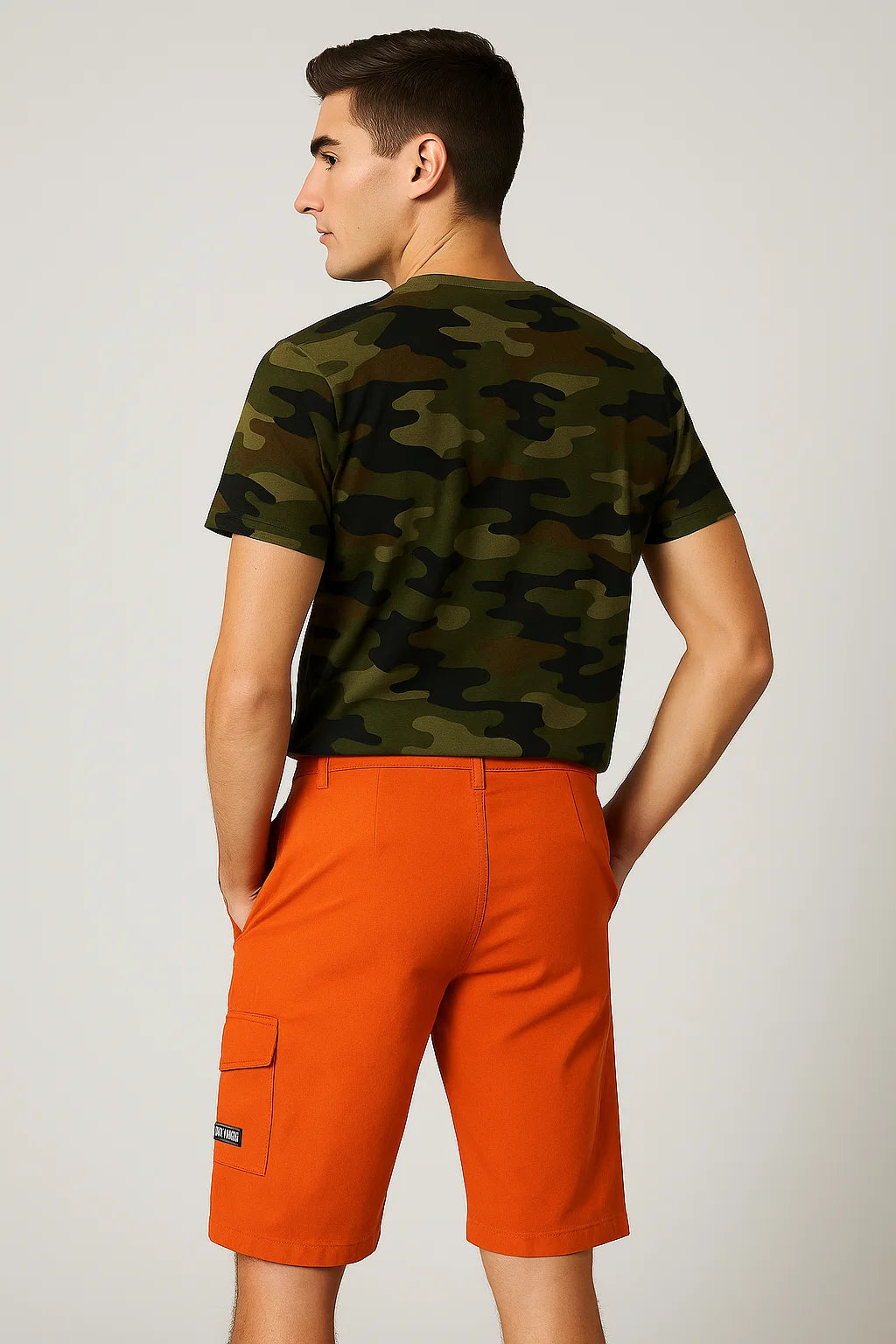 Casual Men's Multi-Pocket Cargo Shorts - Orange