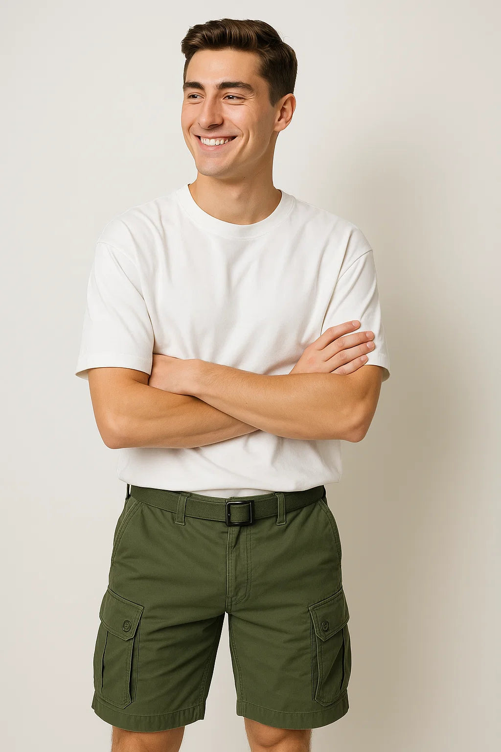 Casual Men's Multi-Pocket Cargo Shorts - Green