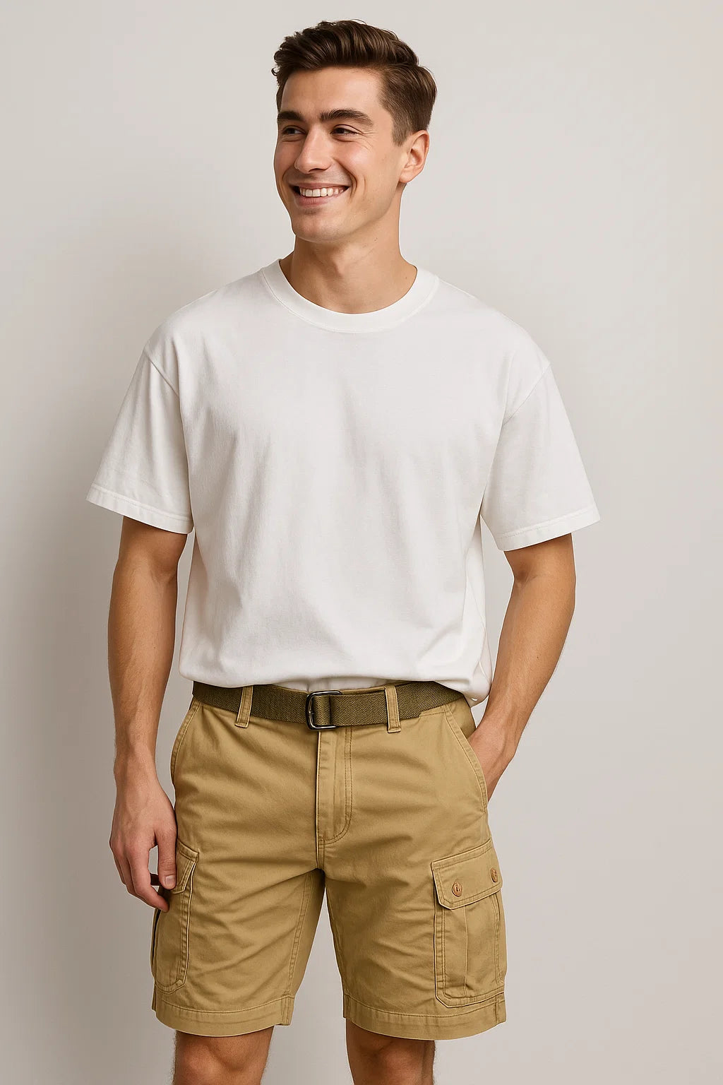 Casual Men's Multi-Pocket Cargo Shorts - Khaki