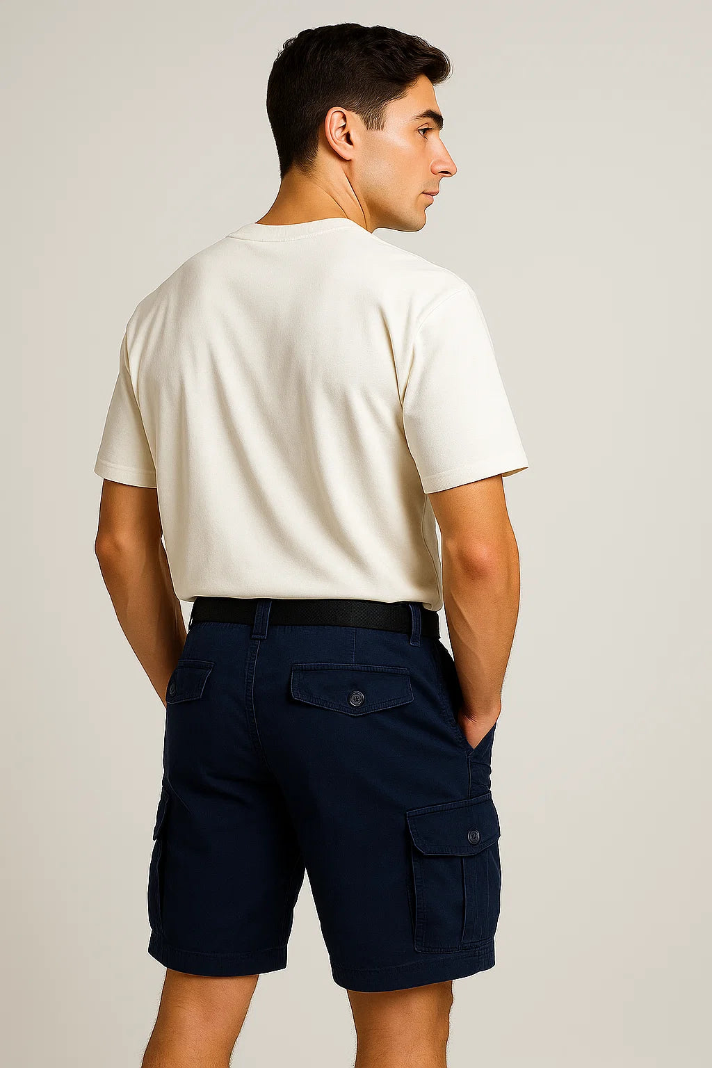 Casual Men's Multi-Pocket Cargo Shorts - Blue