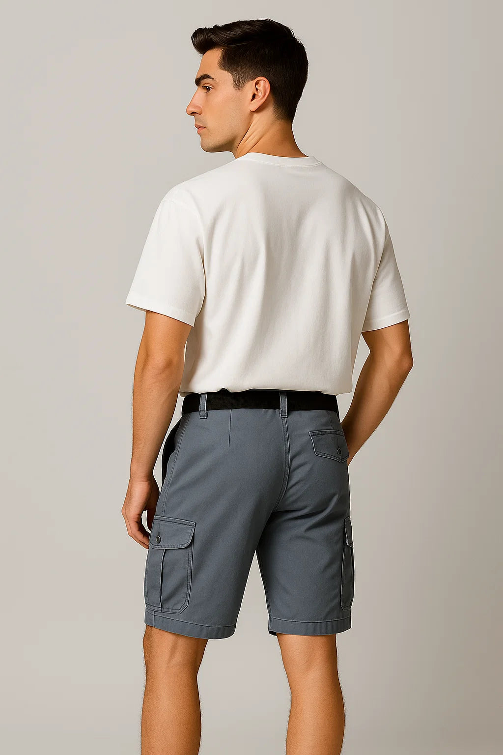 Casual Men's Multi-Pocket Cargo Shorts - Gray