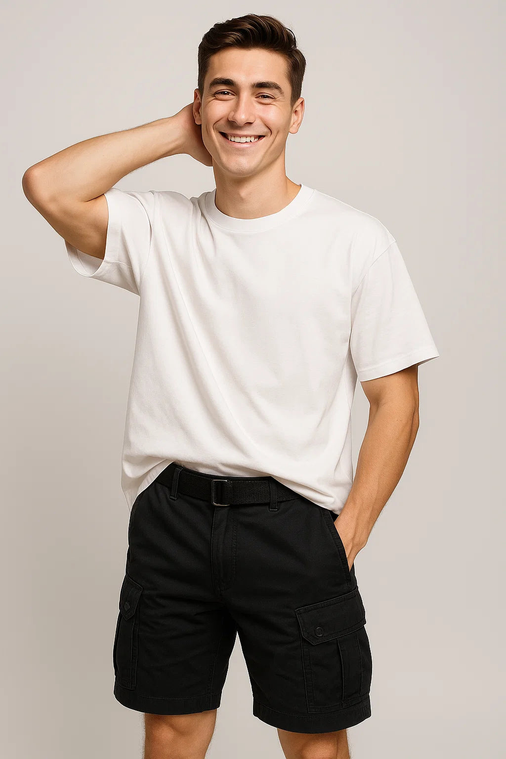 Casual Men's Multi-Pocket Cargo Shorts - Black