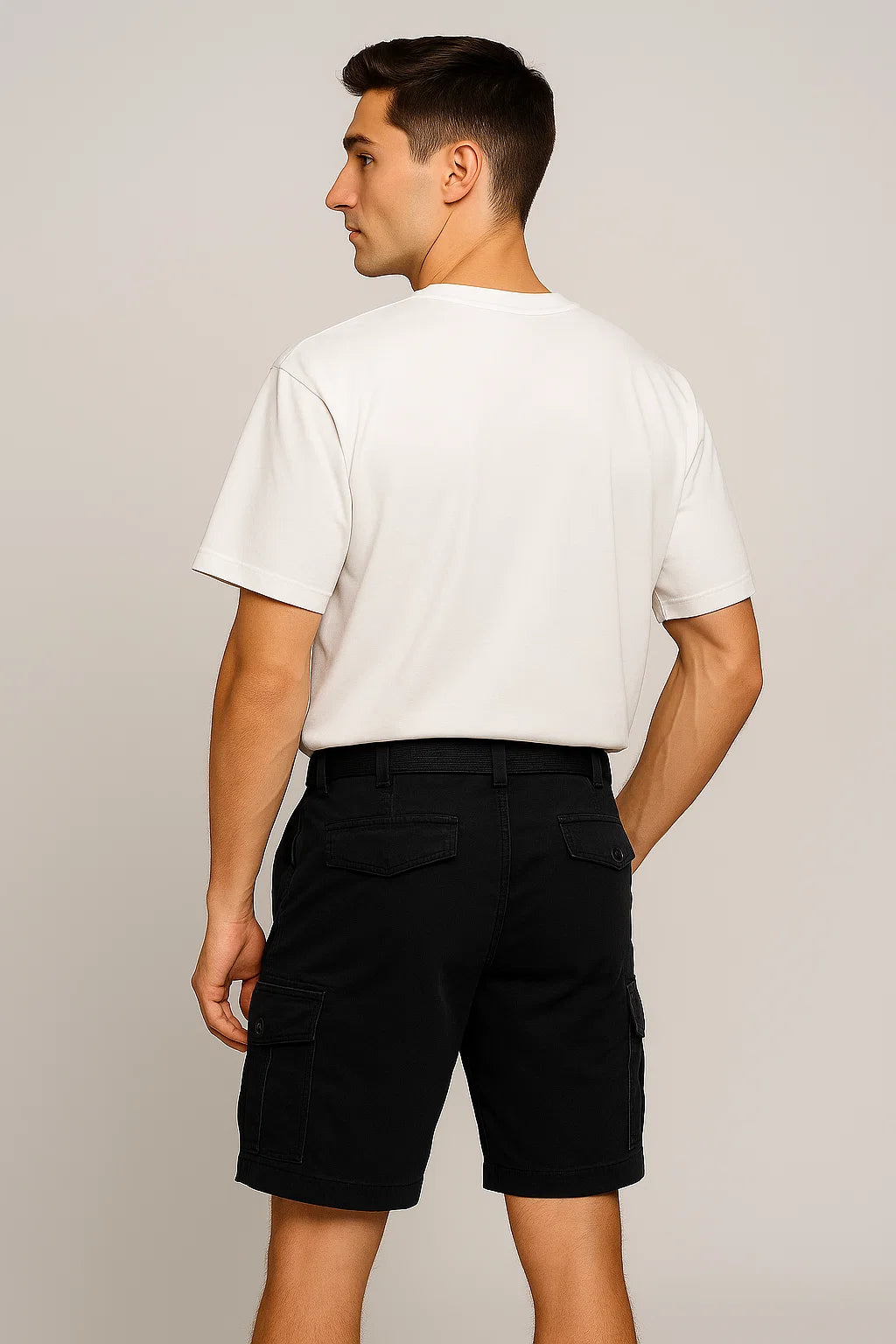 Casual Men's Multi-Pocket Cargo Shorts - Black