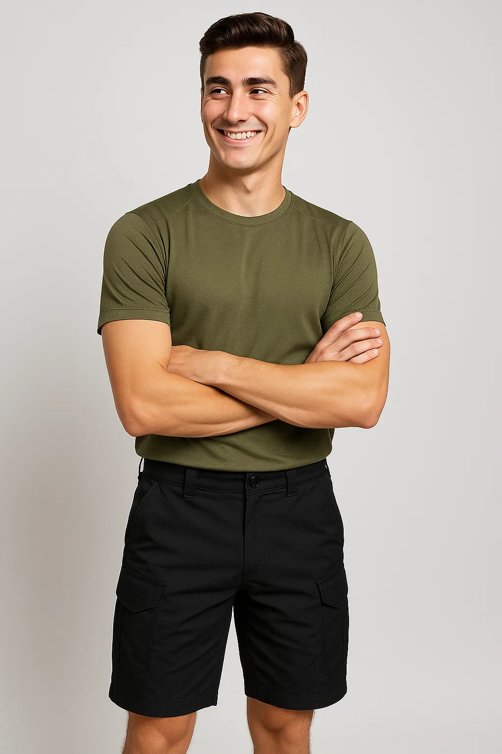 Casual Men's Multi-Pocket Cargo Shorts - Black