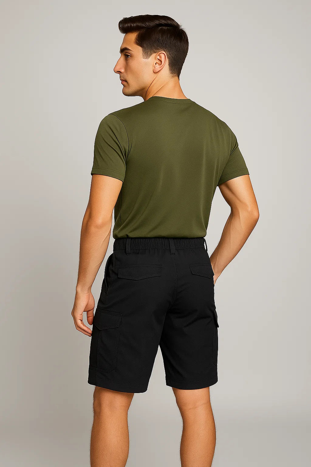 Casual Men's Multi-Pocket Cargo Shorts - Black