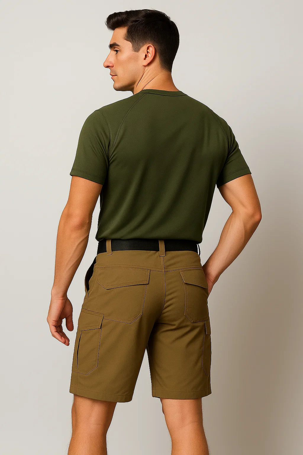 Casual Men's Multi-Pocket Cargo Shorts - Brown