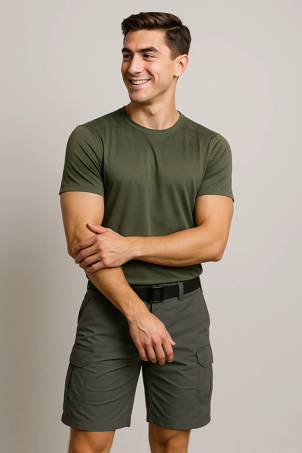Casual Men's Multi-Pocket Cargo Shorts - Green
