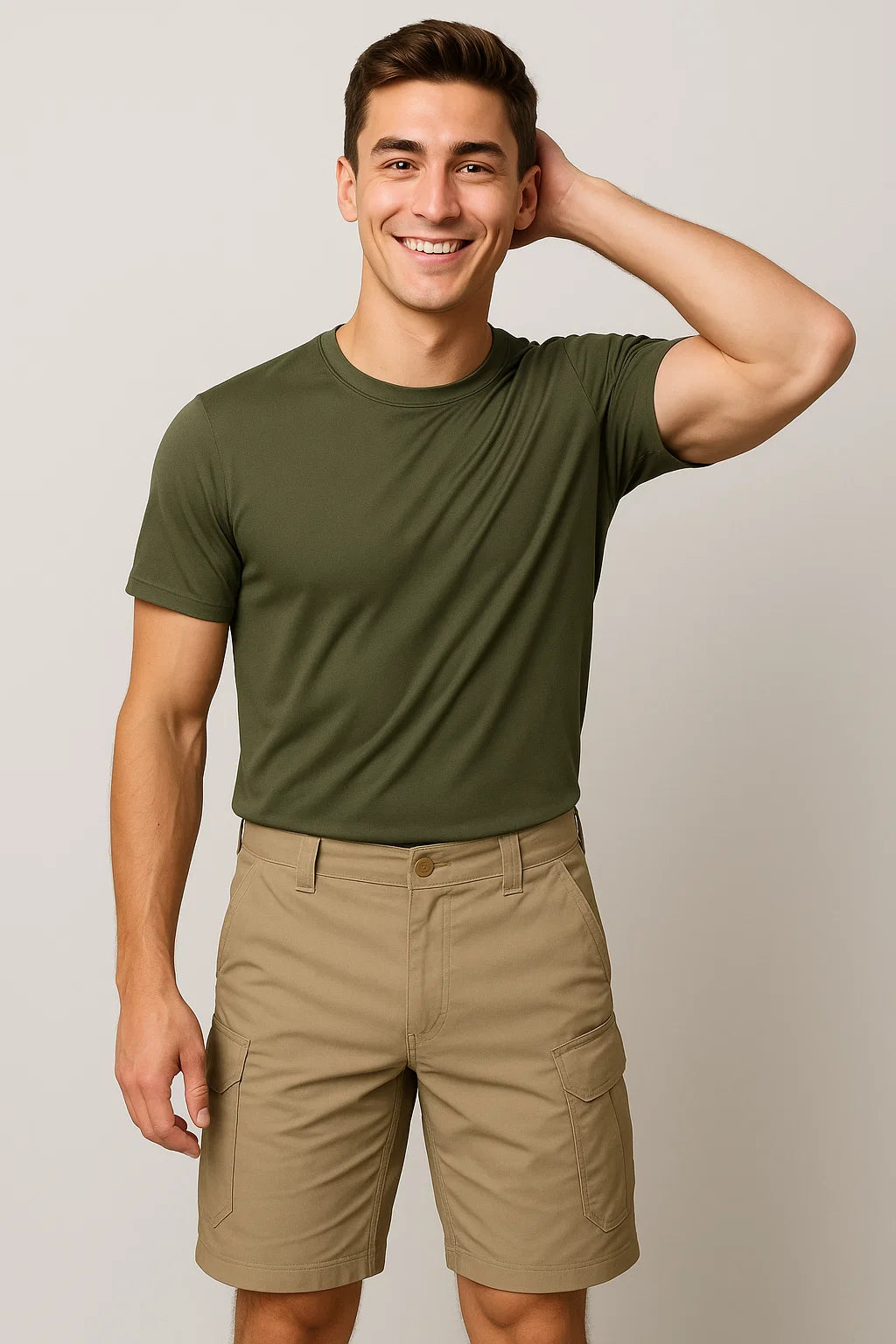 Casual Men's Multi-Pocket Cargo Shorts - Khaki