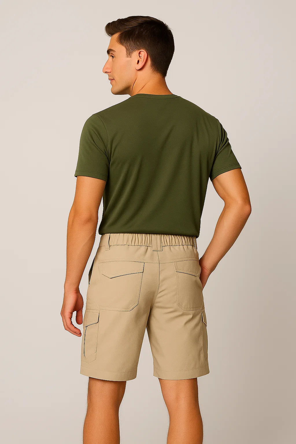 Casual Men's Multi-Pocket Cargo Shorts - Khaki