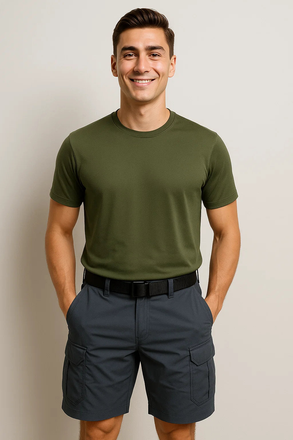 Casual Men's Multi-Pocket Cargo Shorts - Gray