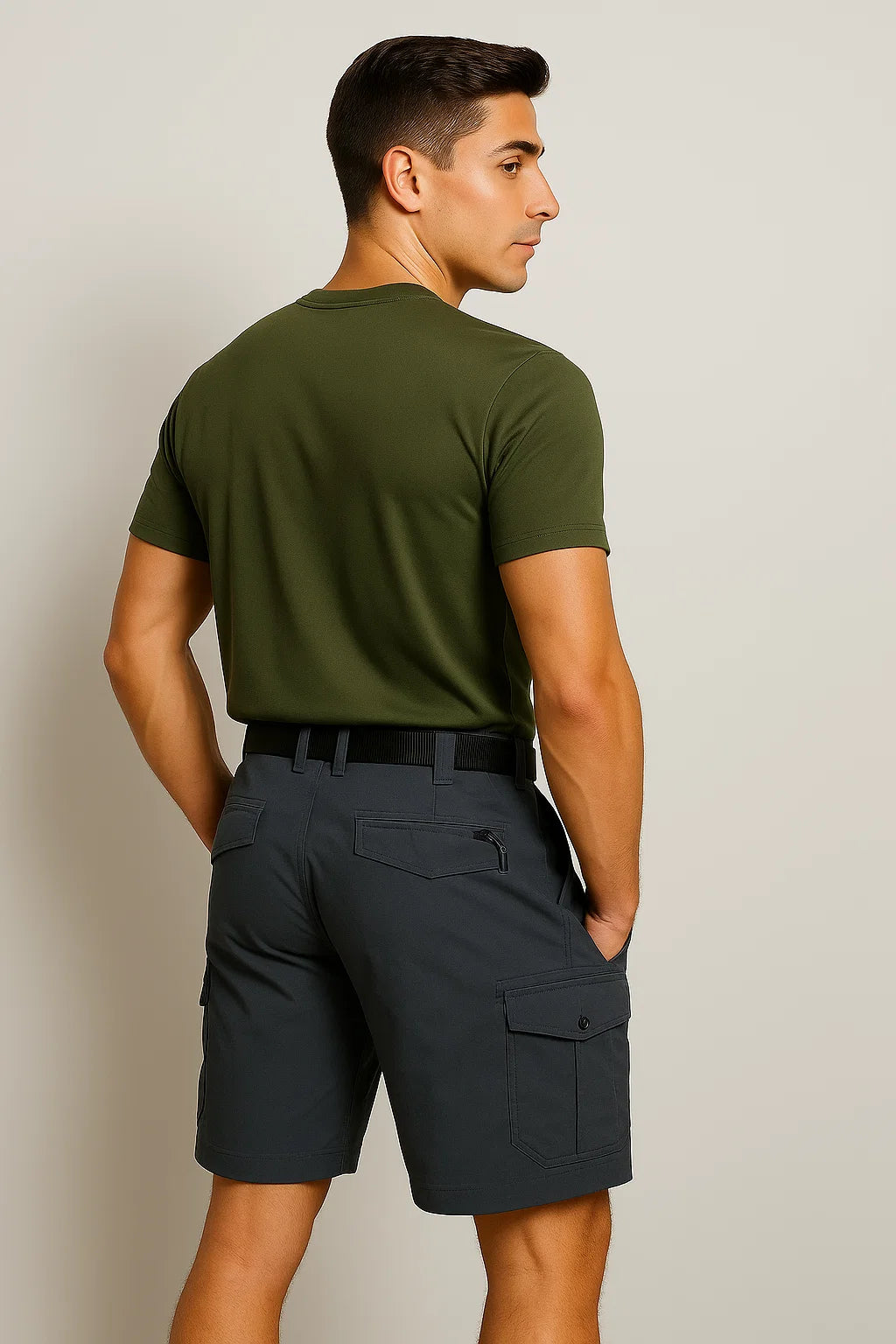 Casual Men's Multi-Pocket Cargo Shorts - Gray