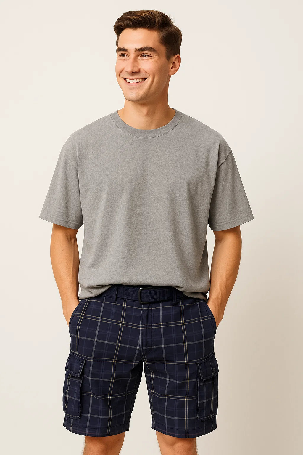 Classic Men's Striped Cargo Shorts - Blue