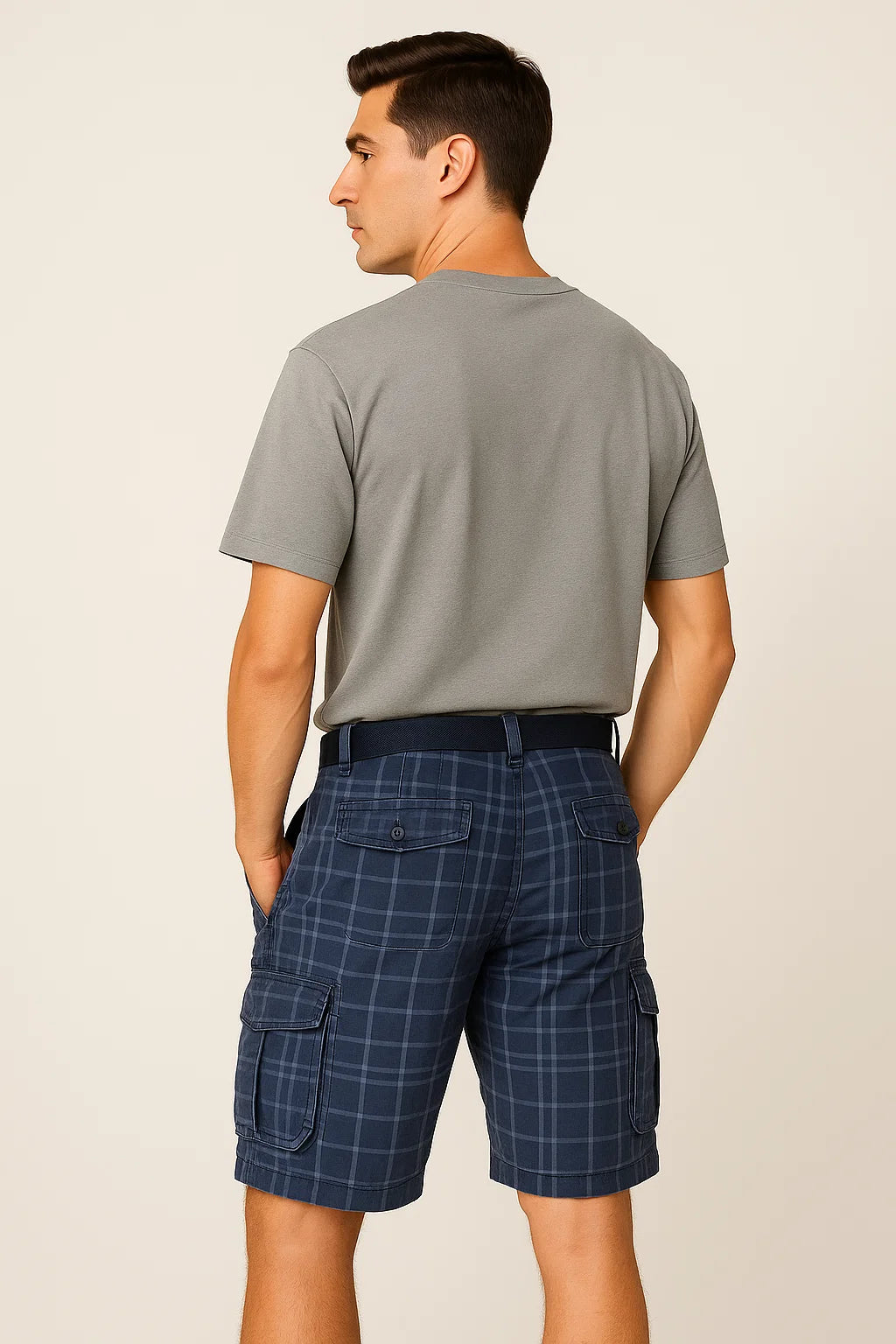 Classic Men's Striped Cargo Shorts - Blue