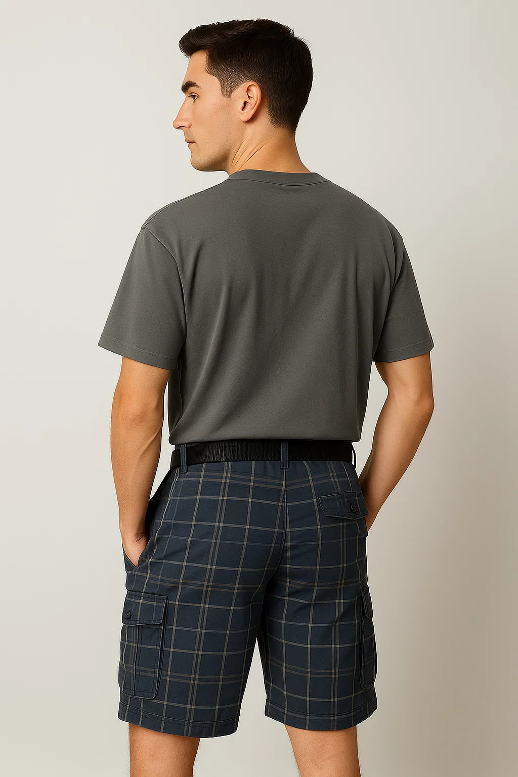 Classic Men's Striped Cargo Shorts - Black