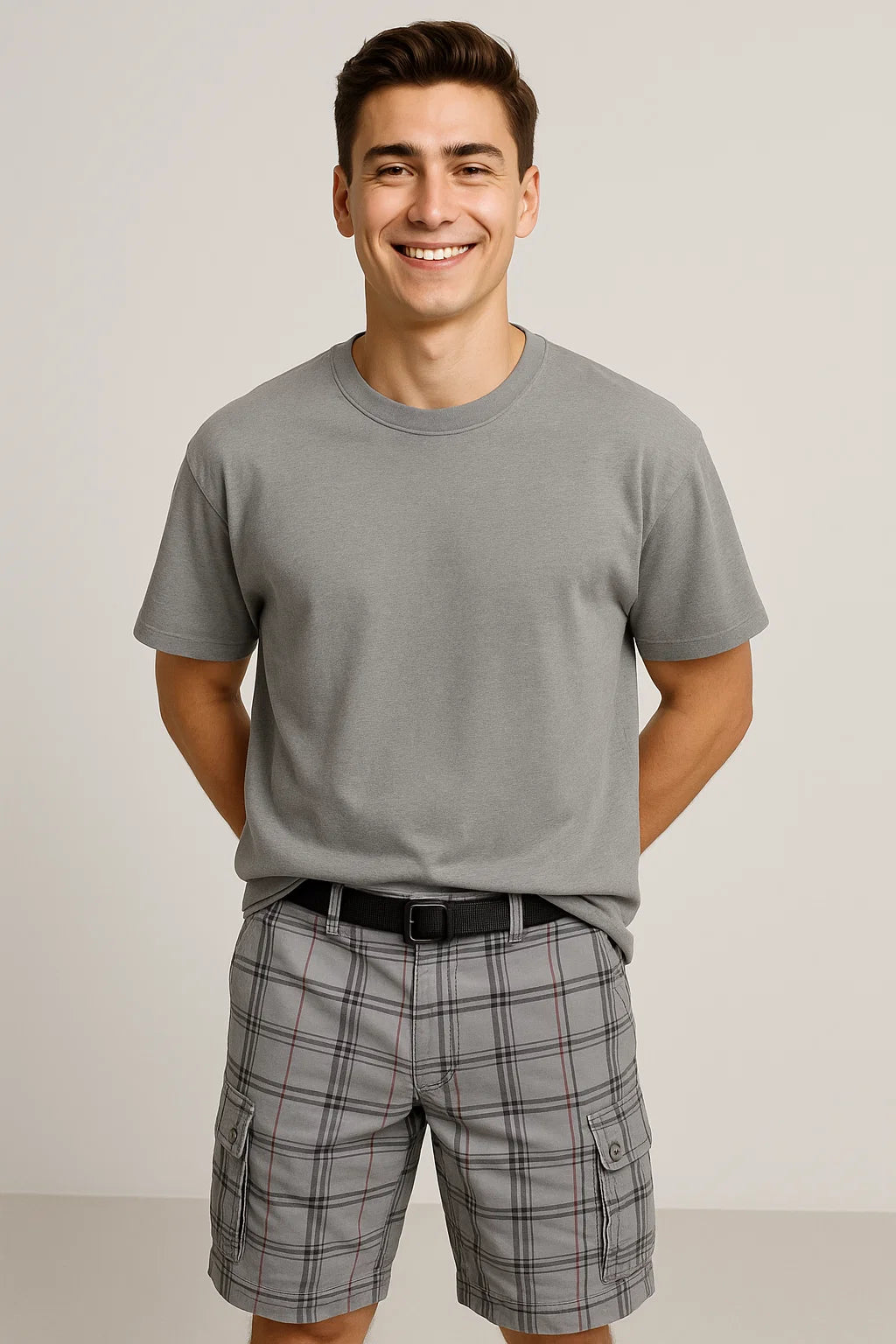 Classic Men's Striped Cargo Shorts - Gray