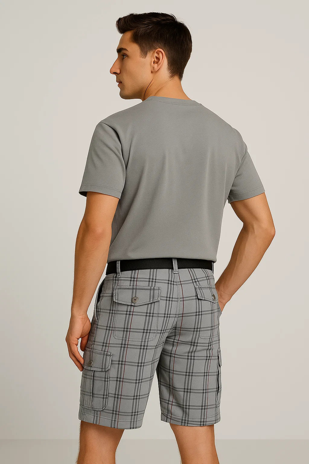 Classic Men's Striped Cargo Shorts - Gray