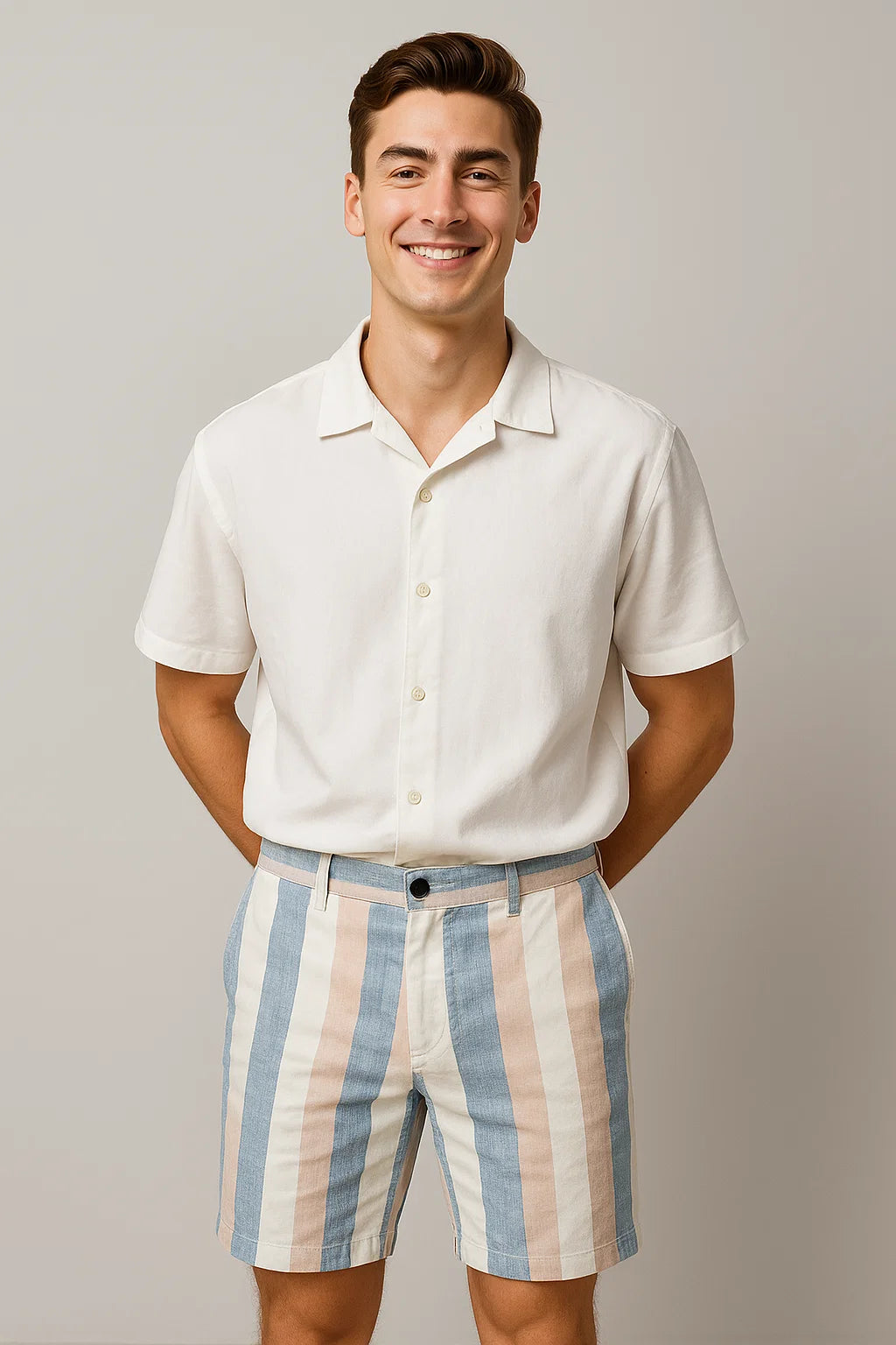 Vintage Style Men's Linen Shorts - Blue