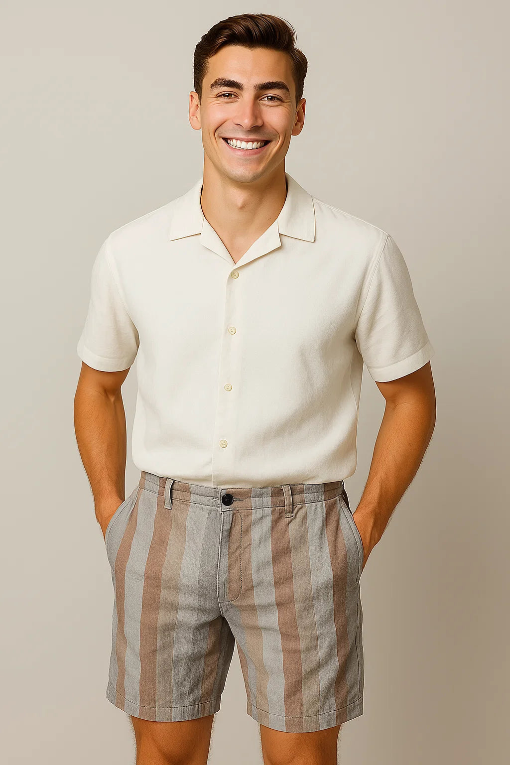 Vintage Men's Linen Shorts - Orange