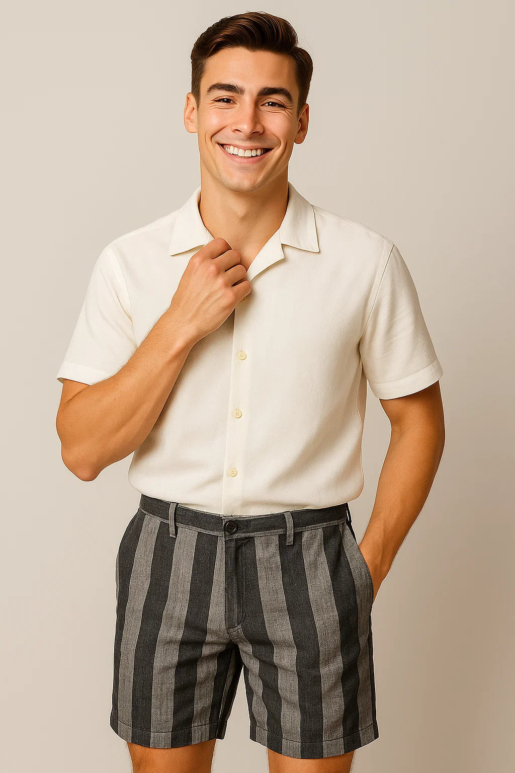 Vintage Men's Linen Shorts - Dark Blue