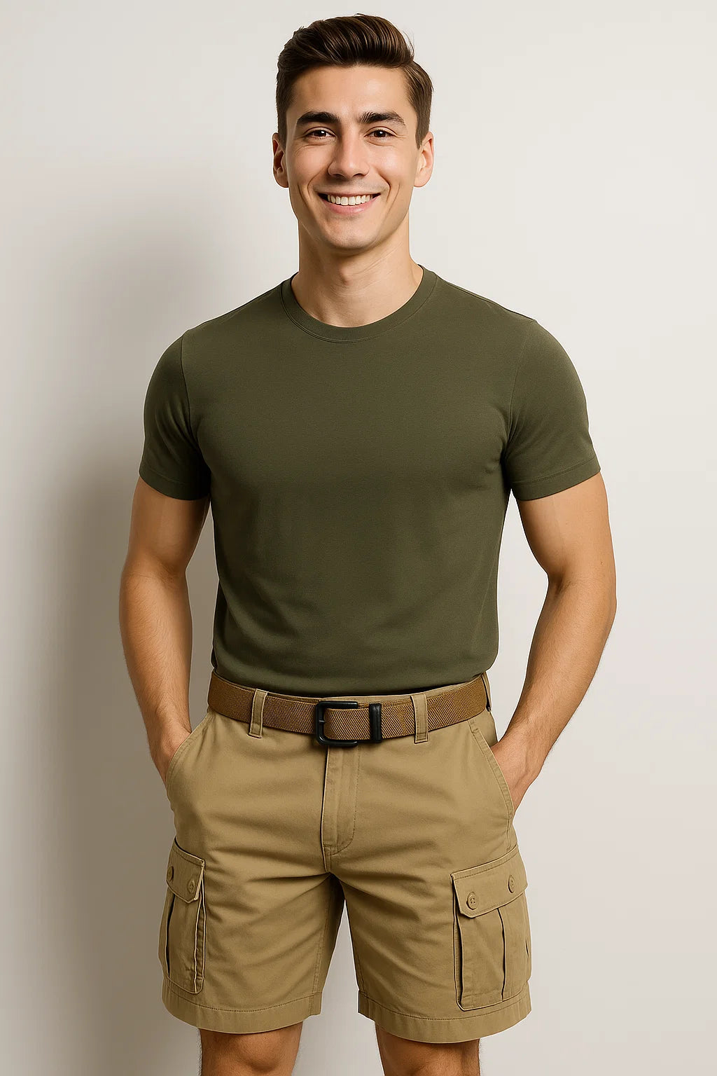 Multifunctional Men’s Military Cargo Shorts - Khaki