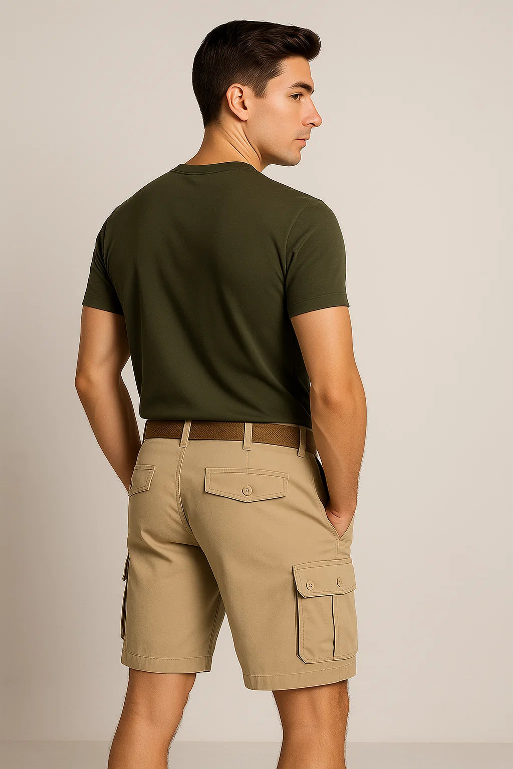 Multifunctional Men’s Military Cargo Shorts - Khaki