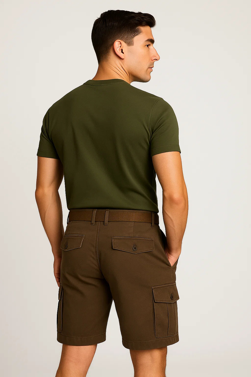 Multifunctional Men’s Military Cargo Shorts - Brown