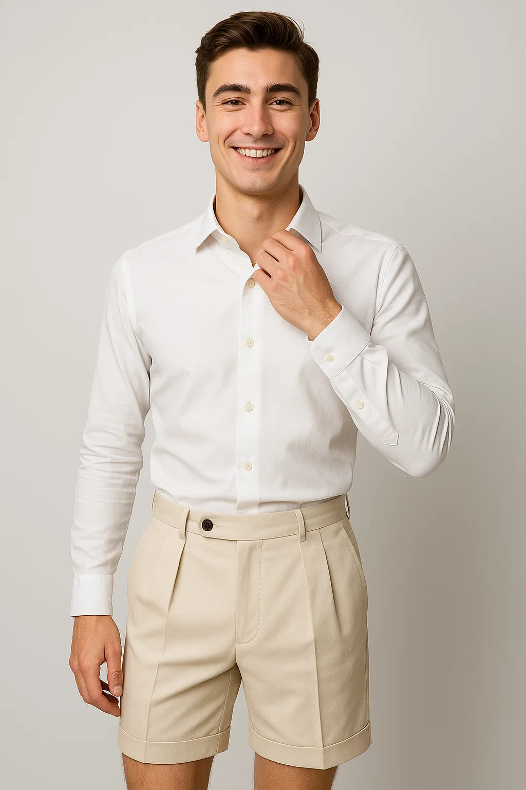 Classic Smart-casual Men's Shorts - White
