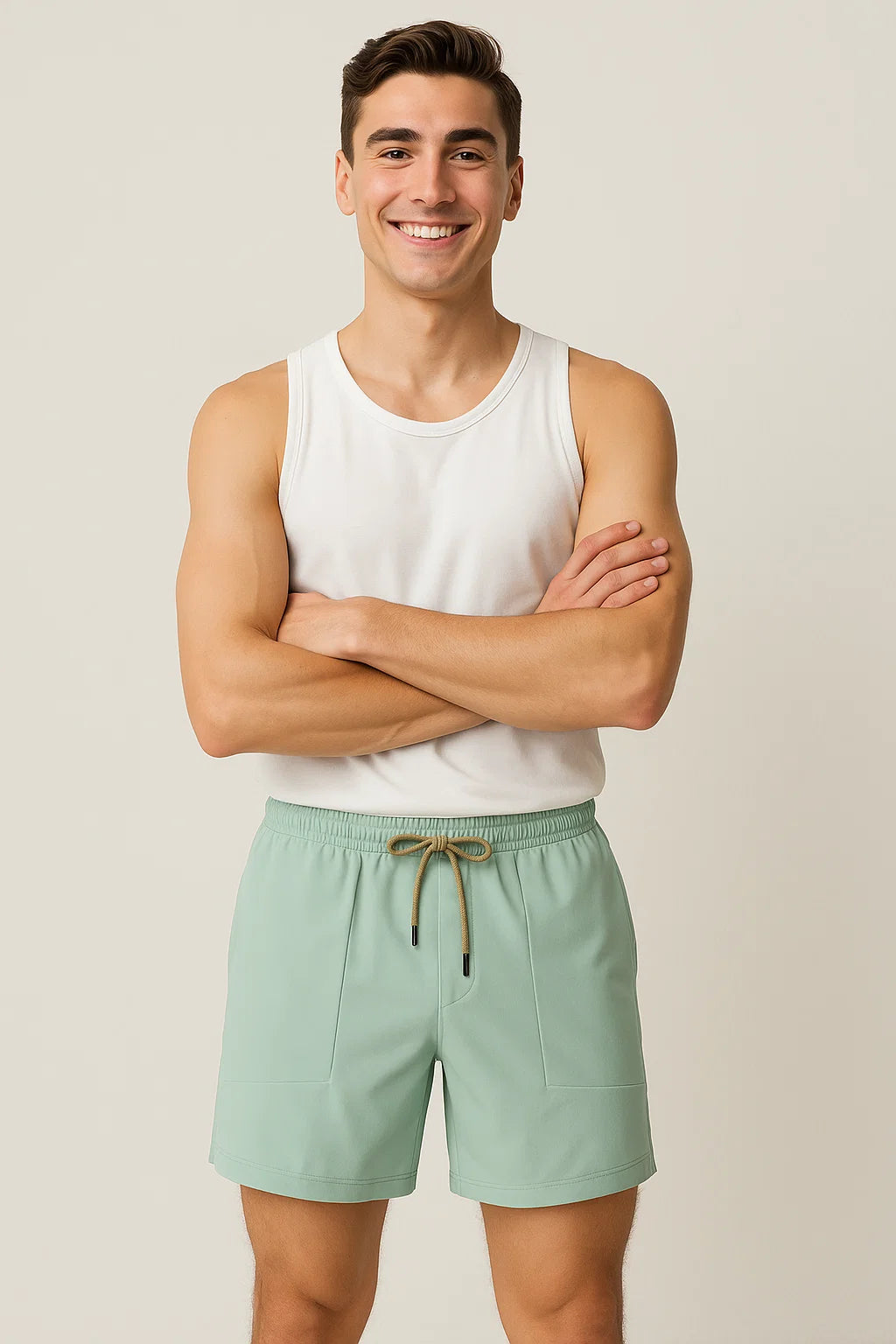 Modern Style Men's Summer Shorts - Green