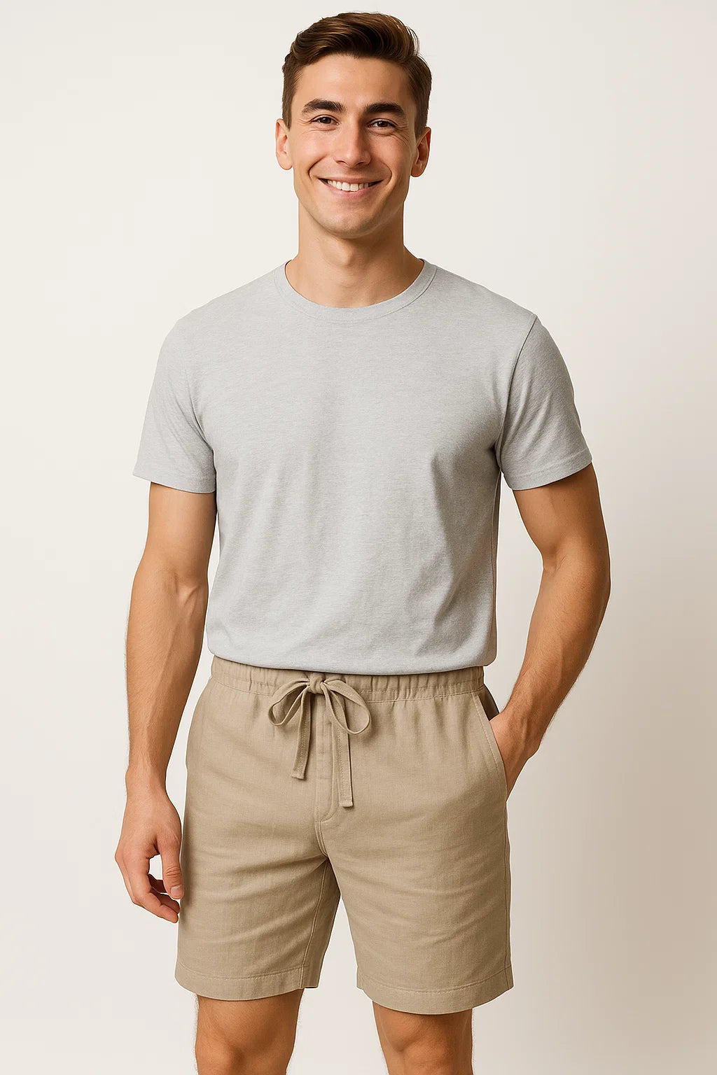 Modern Style Summer Men's Linen Shorts – Brown