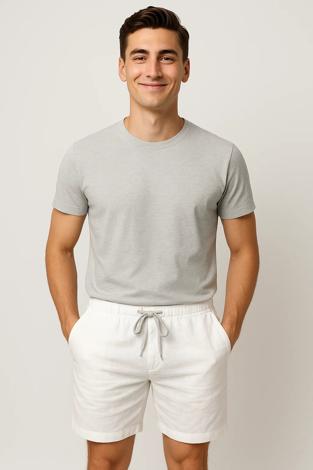 Modern Style Summer Men's Linen Shorts – White