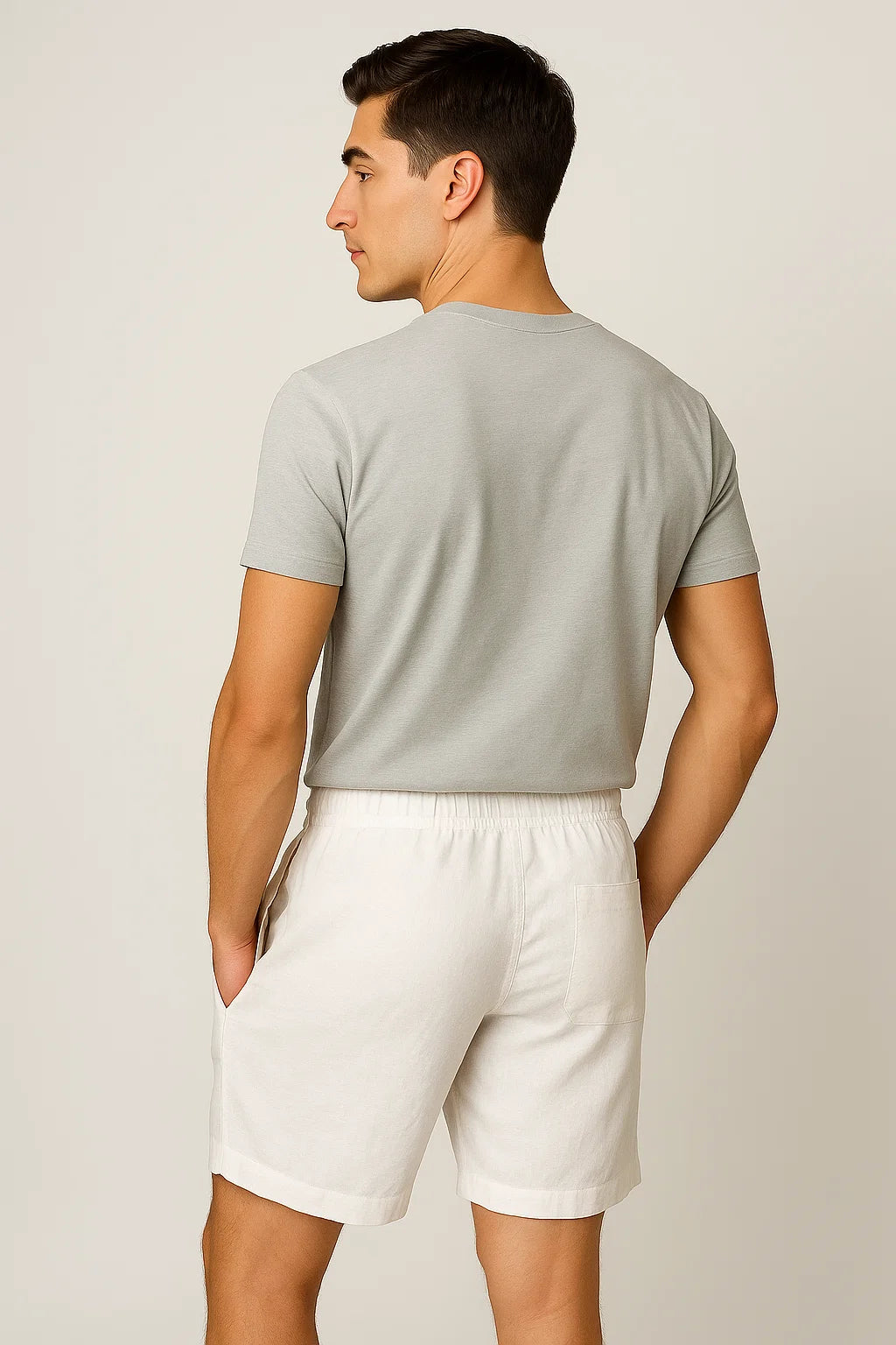 Modern Style Summer Men's Linen Shorts – White