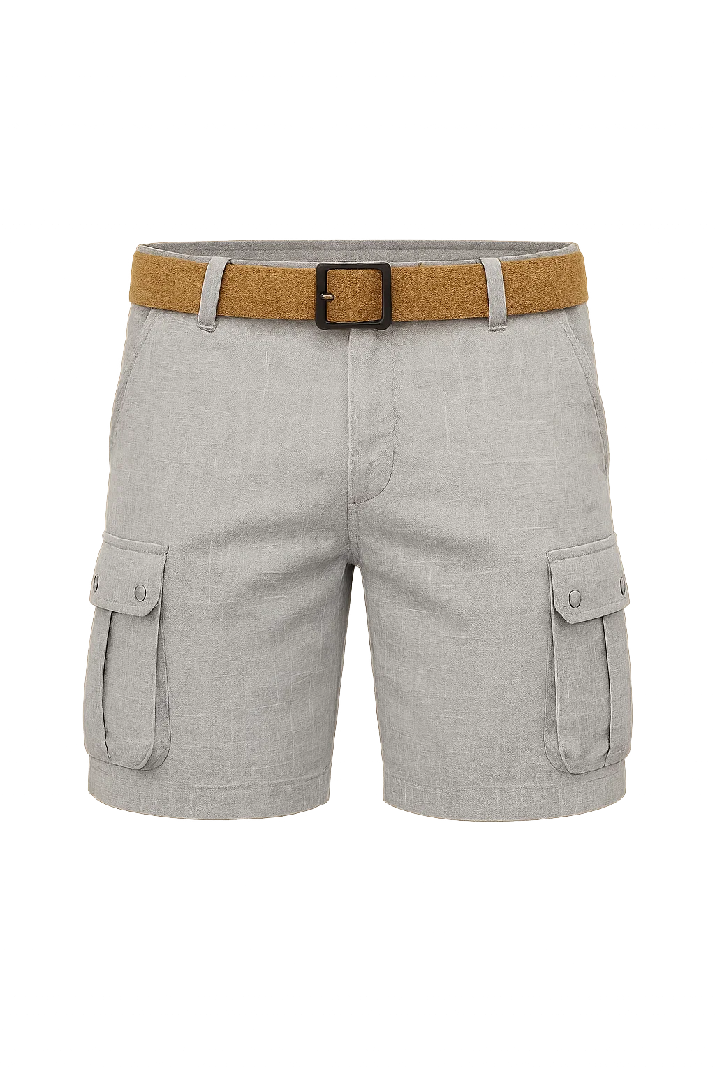 Trendy Summer Men's Linen Cargo Shorts - Light Gray