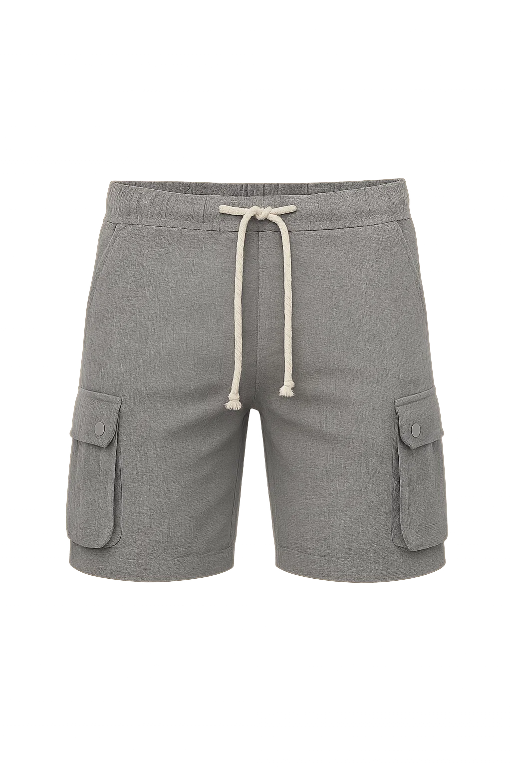 Trendy Summer Men's Linen Cargo Shorts - Dark Gray
