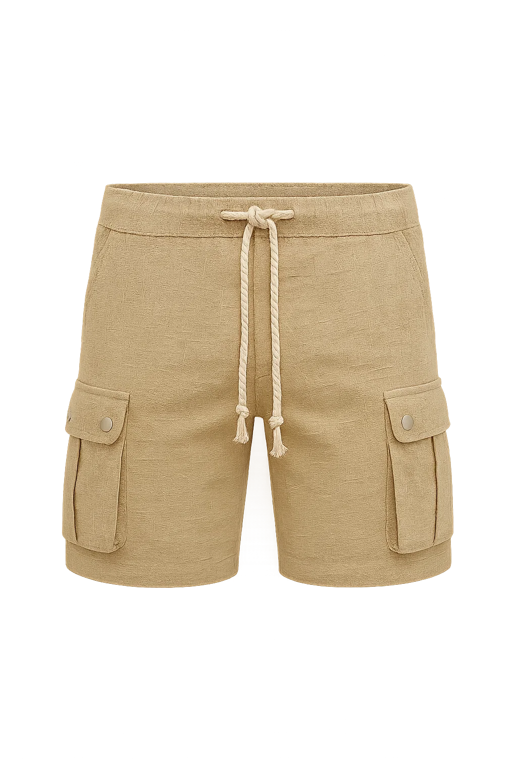 Trendy Summer Men's Linen Cargo Shorts - Khaki