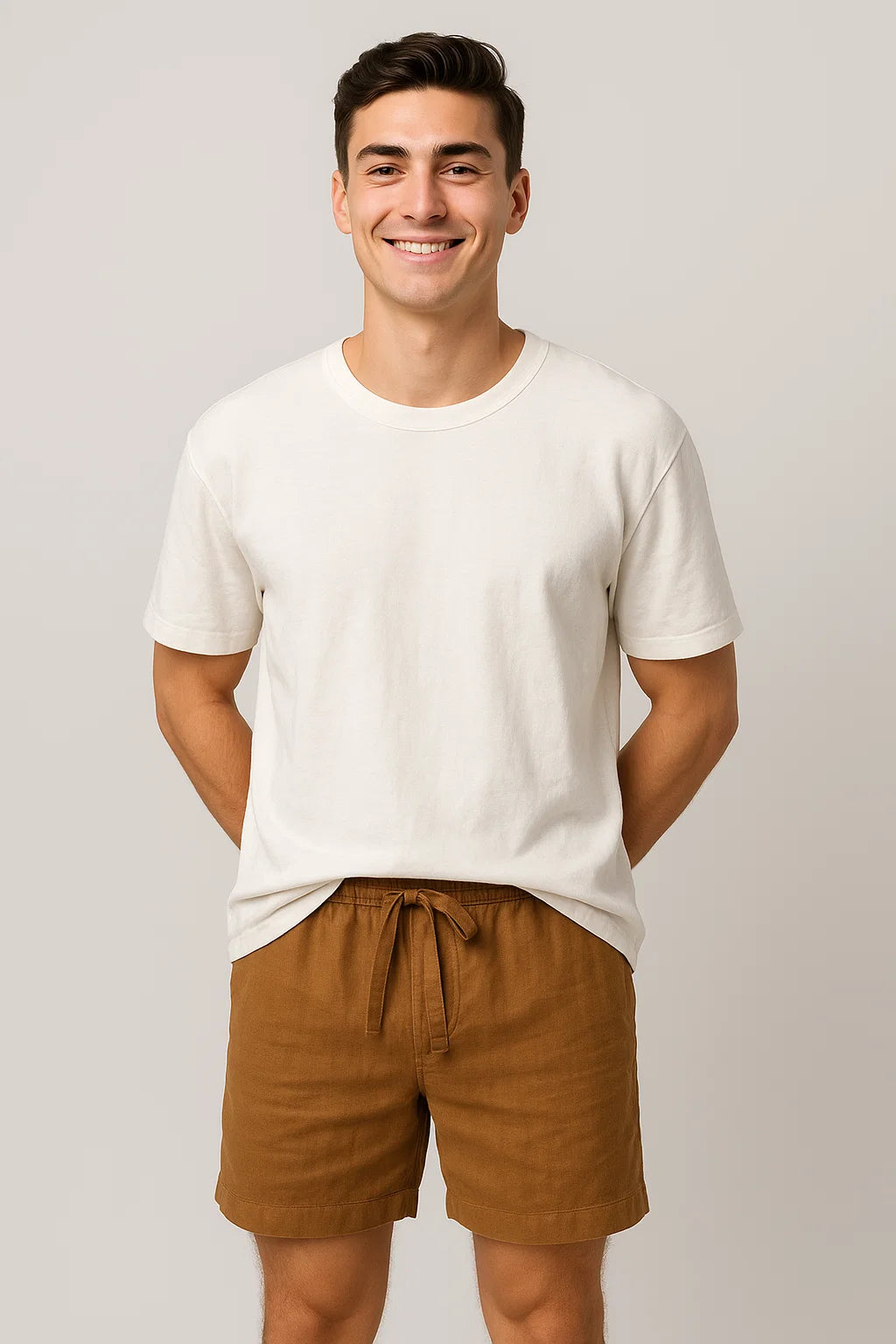 Casual Men's Summer Linen Shorts - Beige