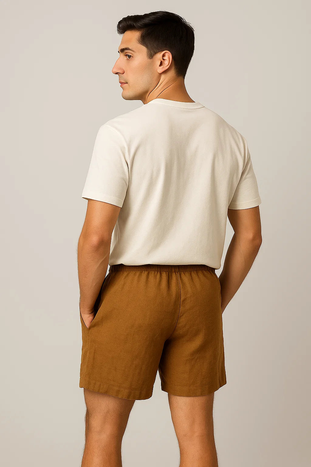 Casual Men's Summer Linen Shorts - Beige