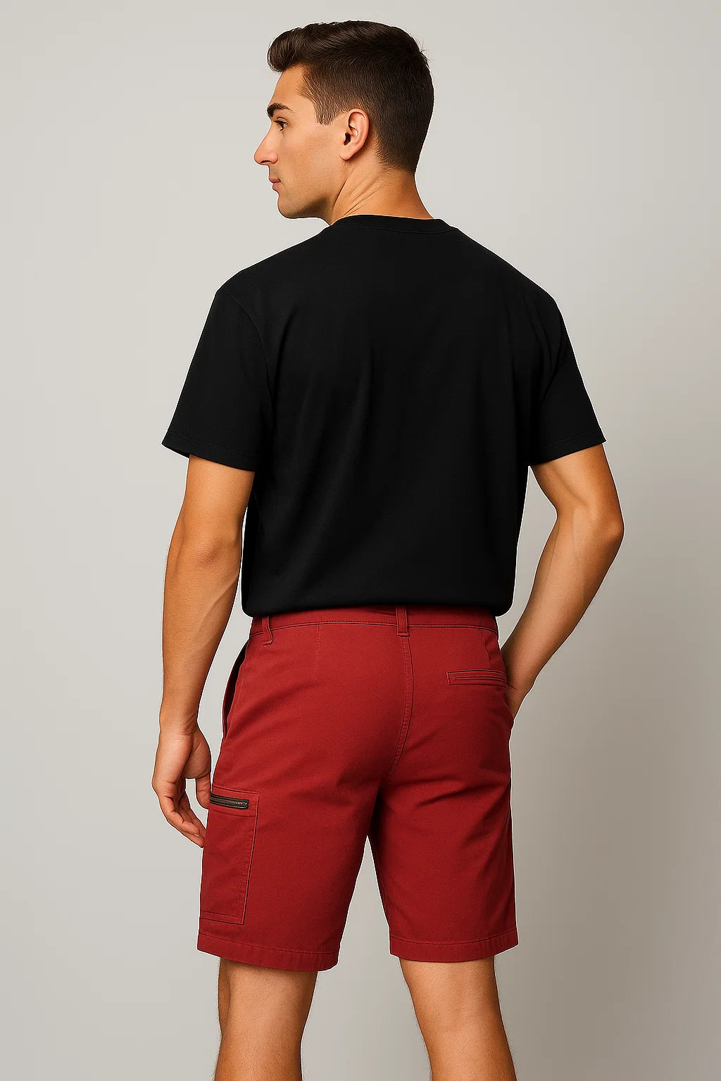 Modern Style Men's Cargo Shorts - Red