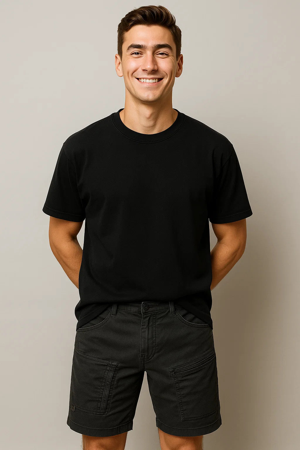 Modern Style Men's Cargo Shorts - Black
