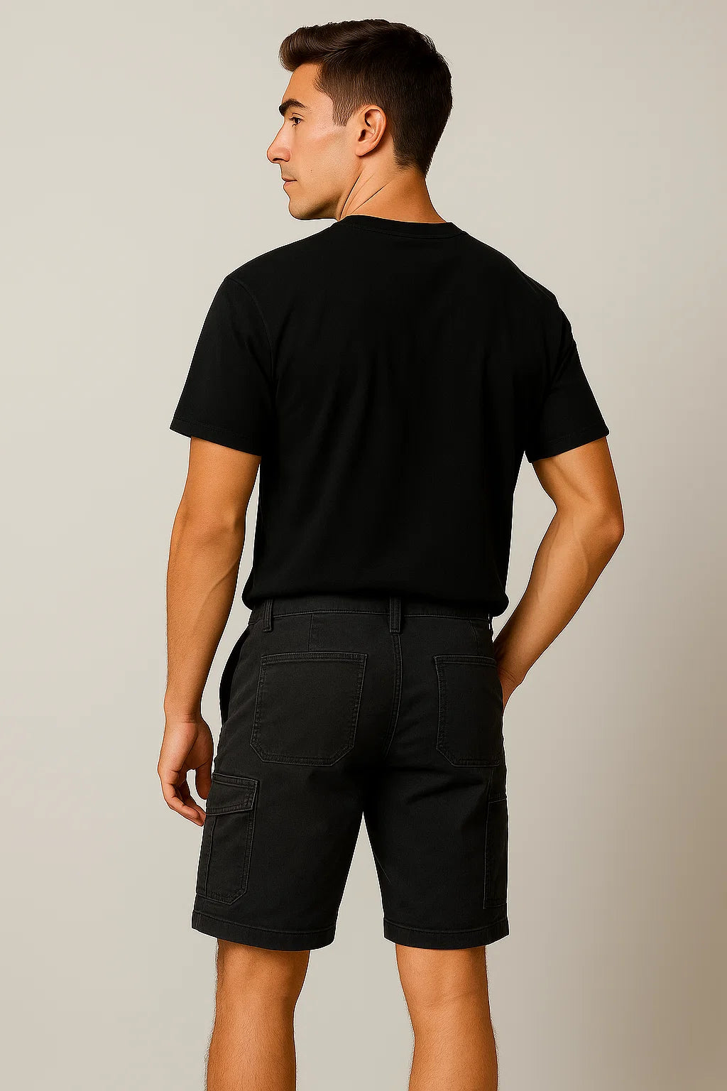 Modern Style Men's Cargo Shorts - Black