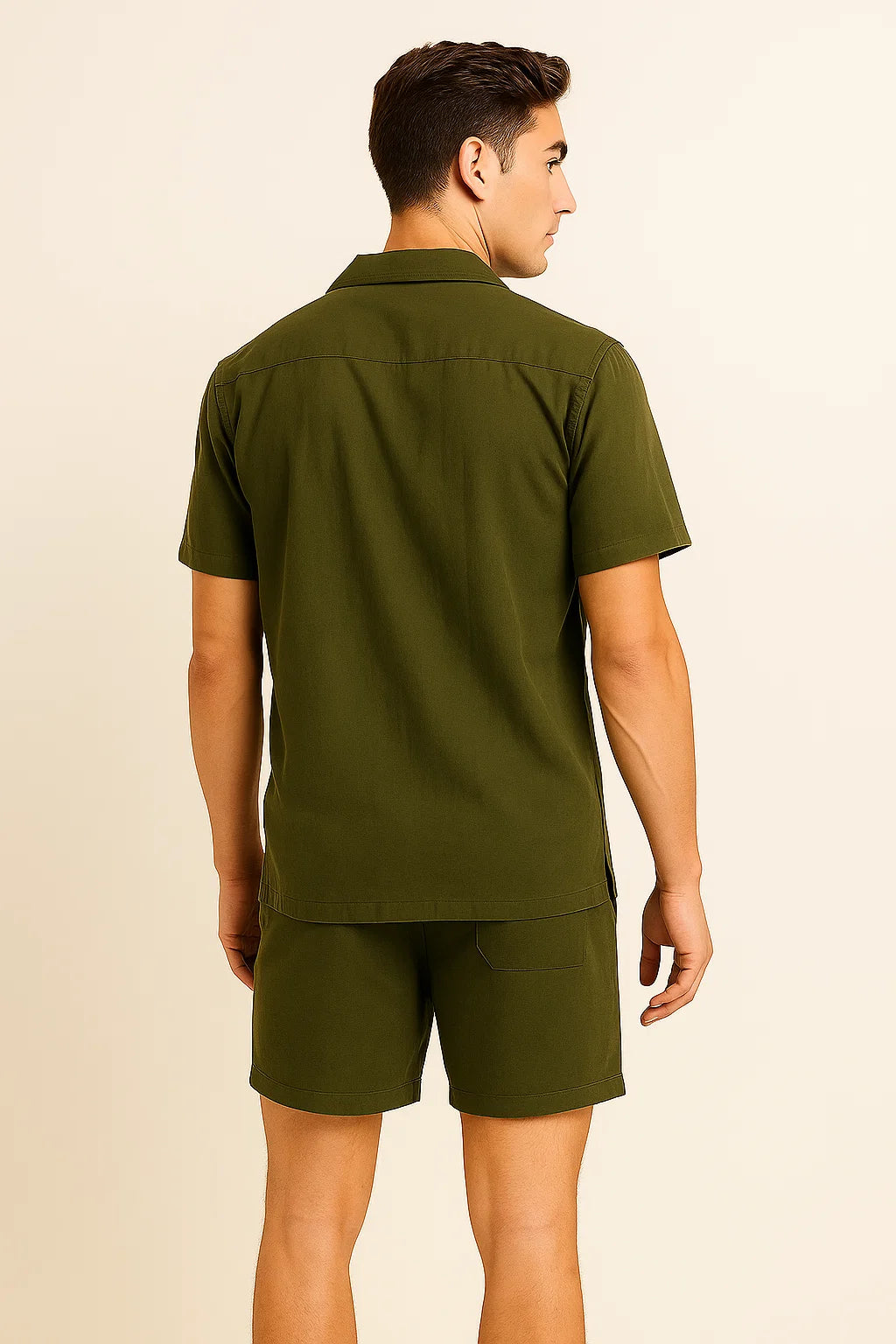 Modern Style Men’s Linen Outfit - Dark Green