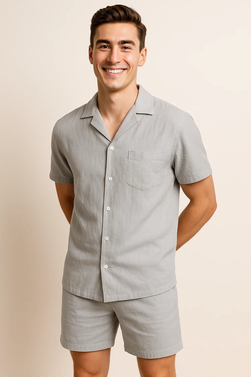 Modern Style Men’s Linen Outfit - Dark Gray