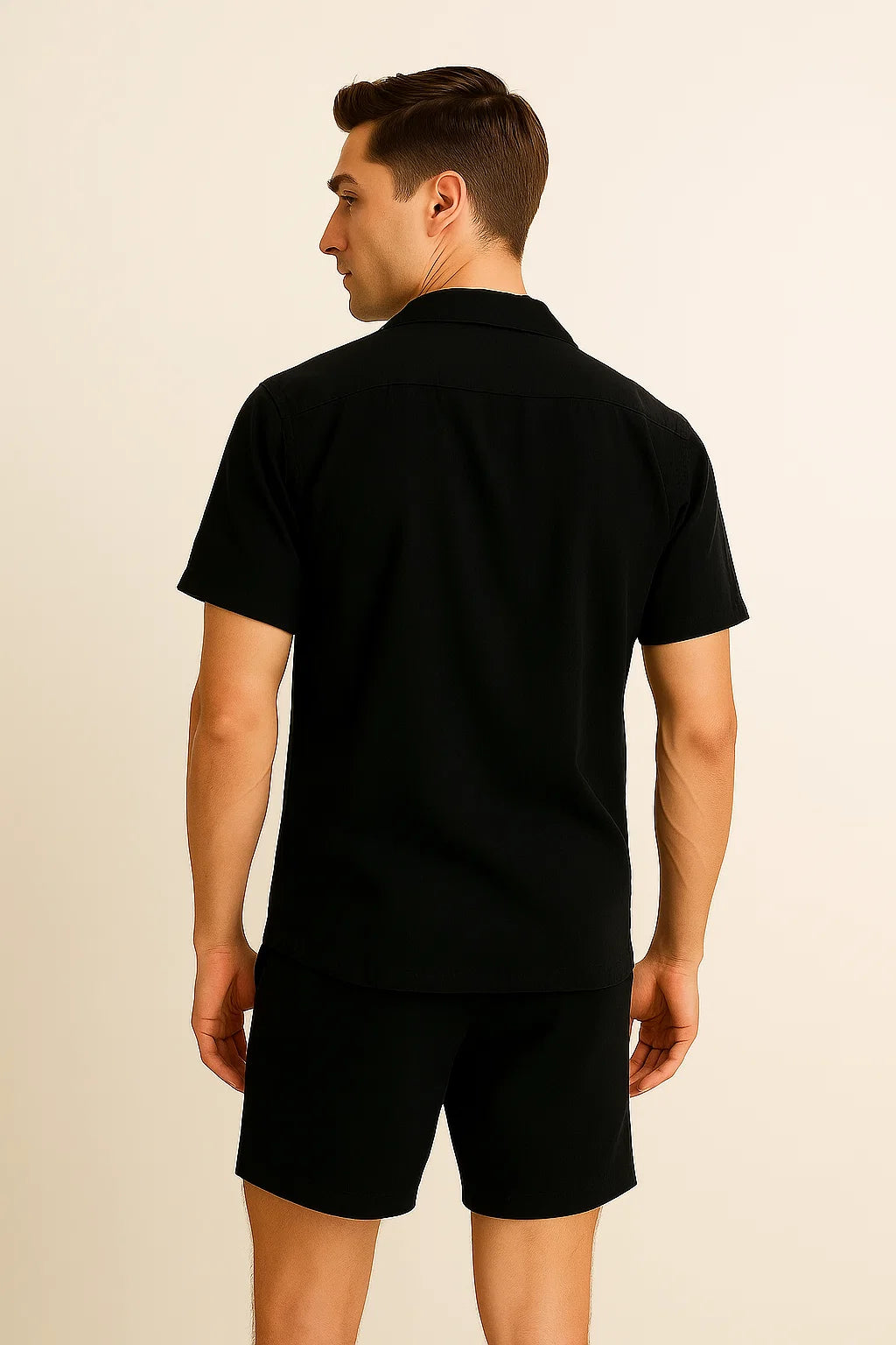 Modern Style Men’s Linen Outfit - Dark Black