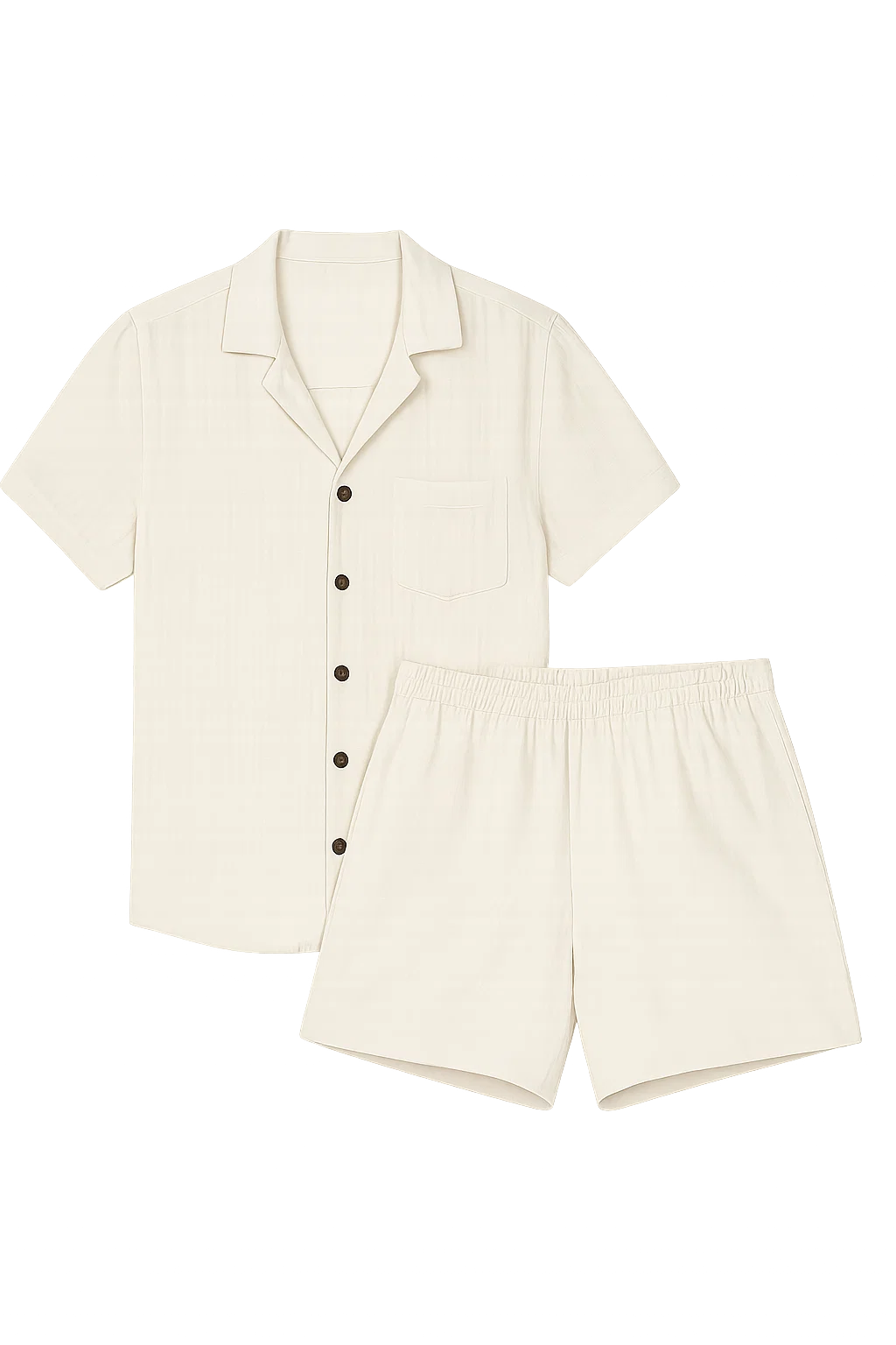 Modern Style Men’s Two-Piece Linen Set - White