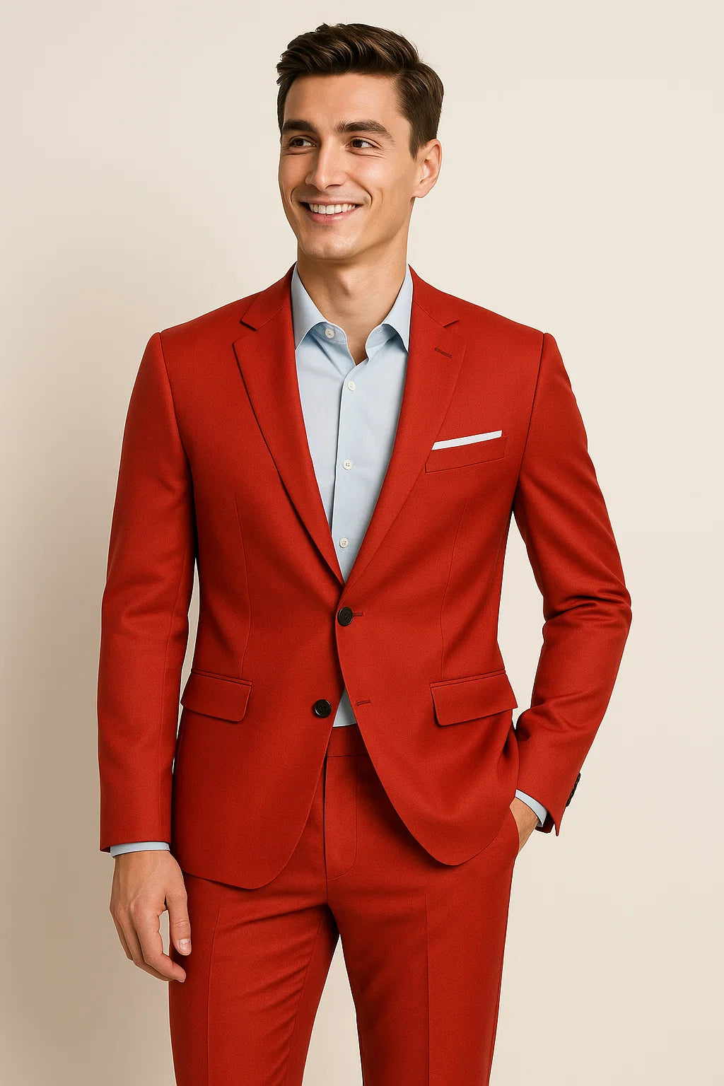 Classic Men’s Business Suit – Red
